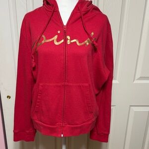 PINK Victoria's Secret Red Hoodie with Gold Accents perfect for Valentines Day..